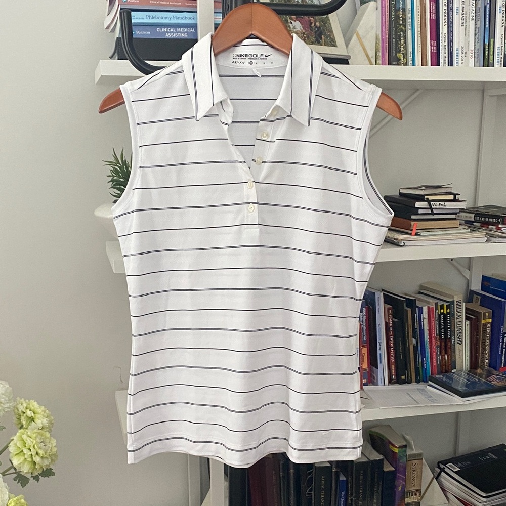 DRI-FIT VICTORY WOMEN'S STRIPED SLEEVELESS GOLF POLO M
